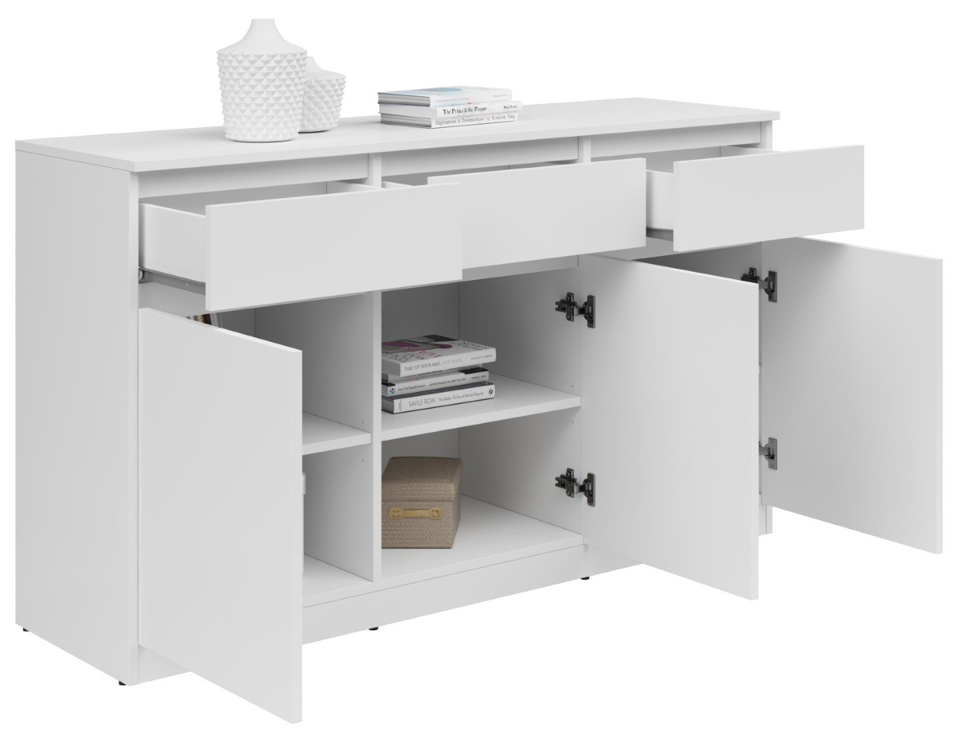 Three-door chest of drawers with three drawers SATURN 135 cm white - Image 3
