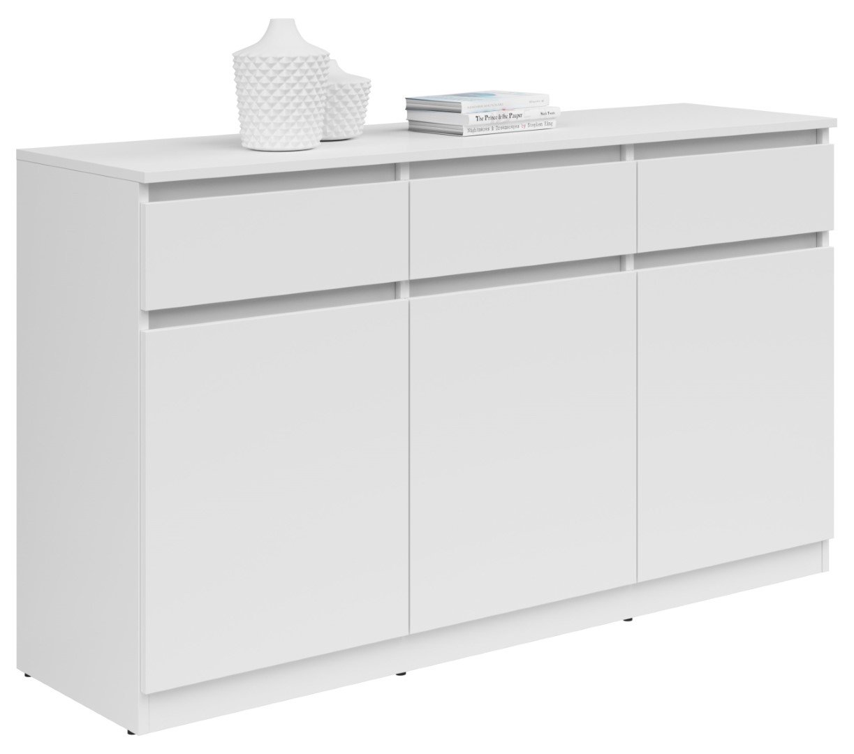 Three-door chest of drawers with three drawers SATURN 135 cm white - Image 5