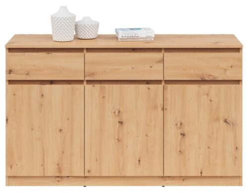 Three-door chest of drawers SATURN 135 cm, oak imitation