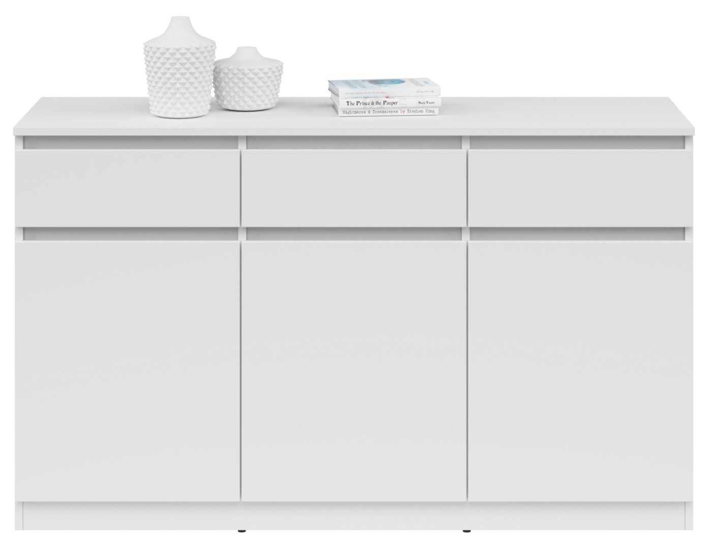 Three-door chest of drawers with three drawers SATURN 135 cm white