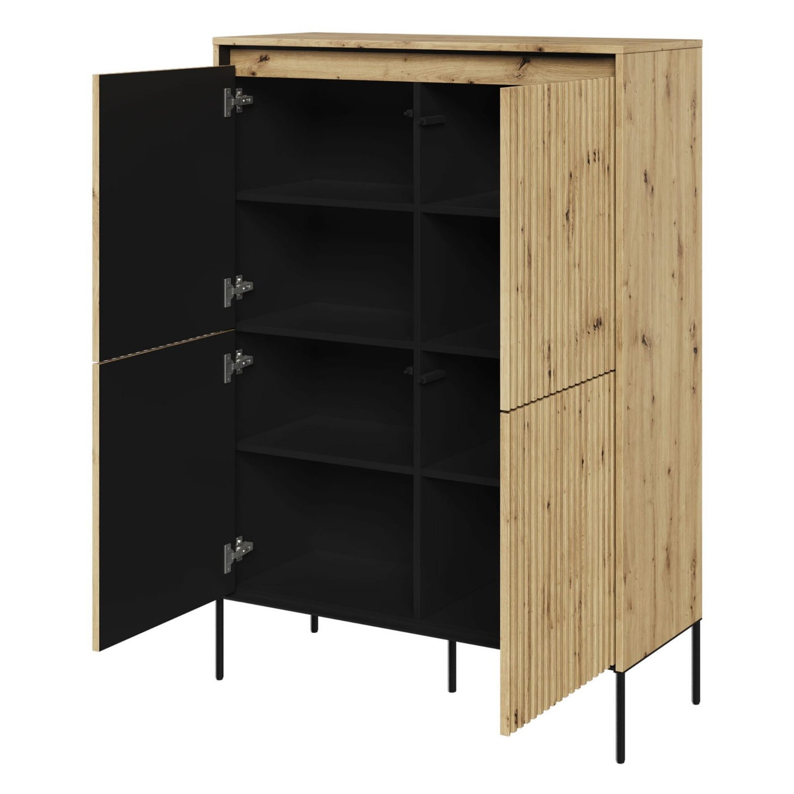 TREND 03 high chest of drawers, oak / black legs - Image 4