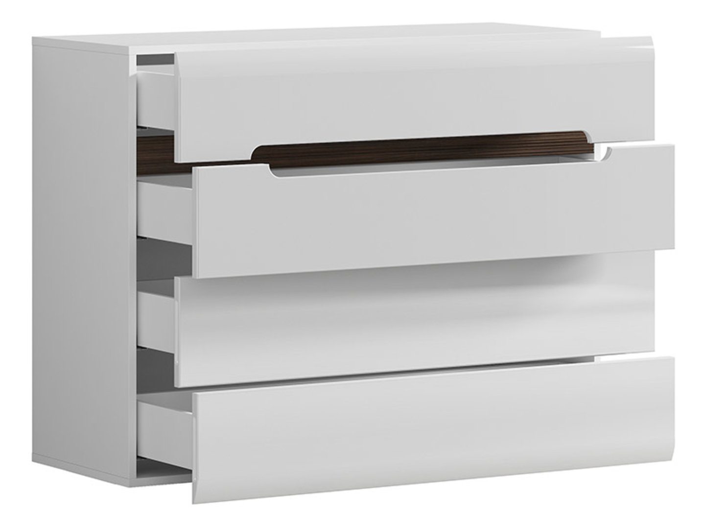 Chest of drawers with four drawers AZTECA TRIO 105 cm white/white glossy - Image 2