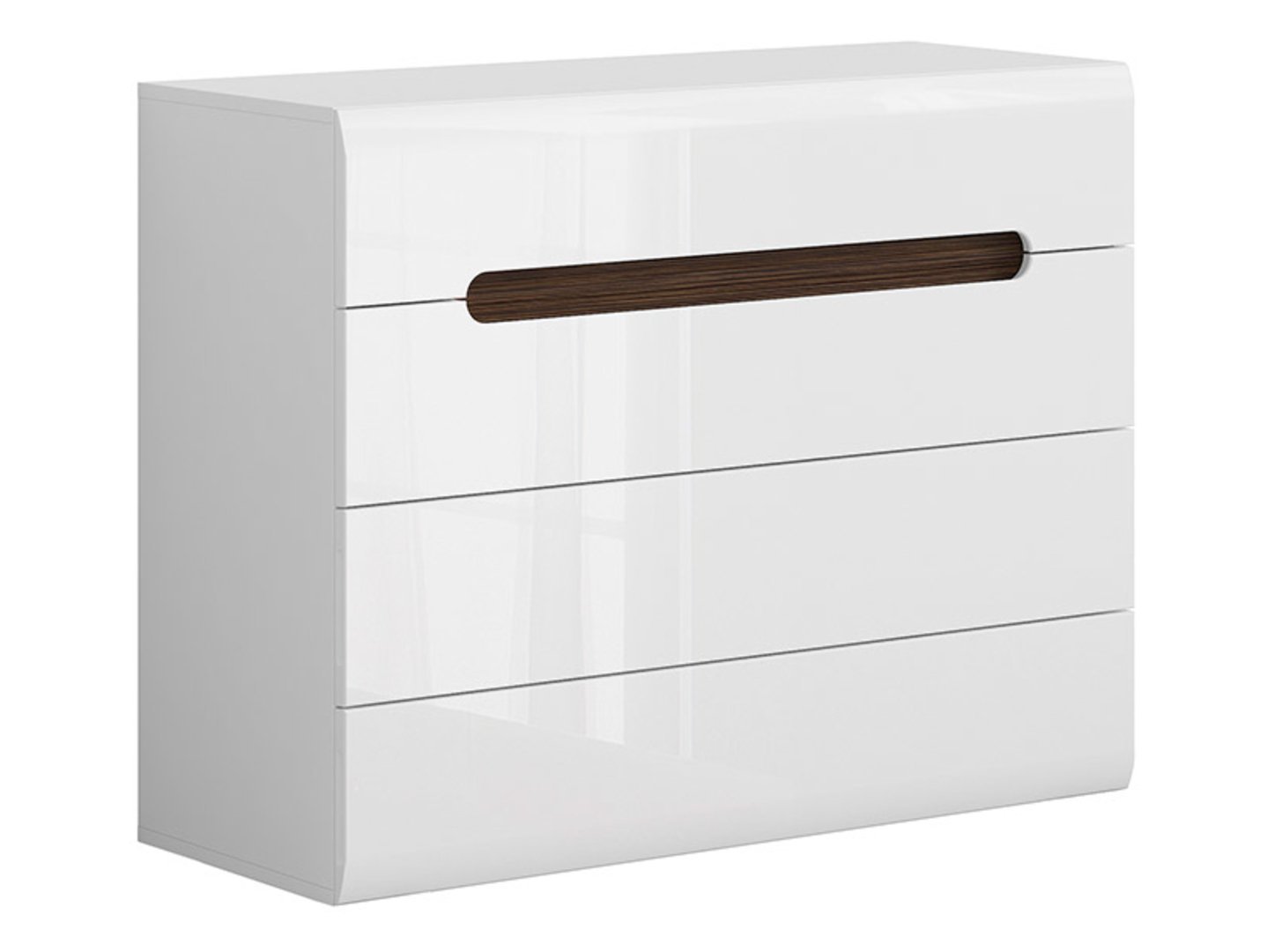Chest of drawers with four drawers AZTECA TRIO 105 cm white/white glossy - Image 5