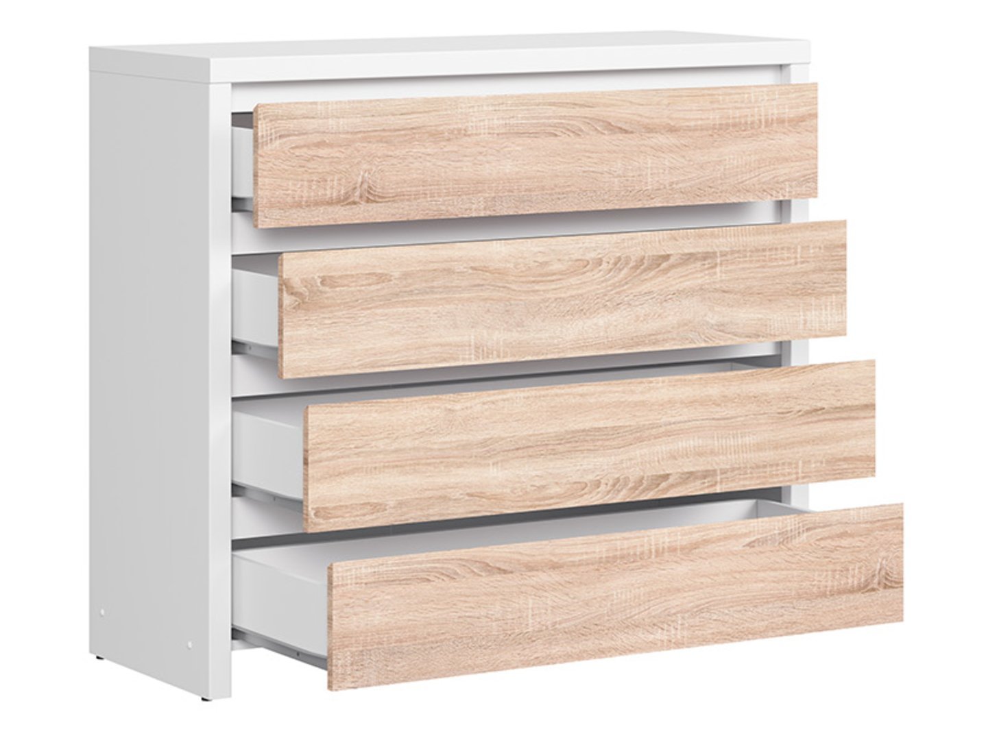 Chest of drawers with four drawers KASPIAN 105 cm white/sonoma oak - Image 3