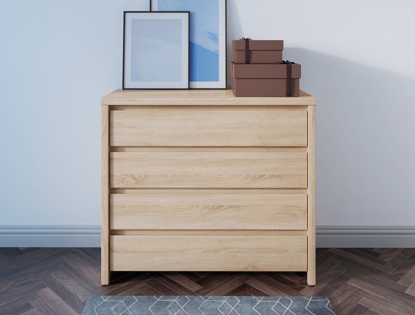 Chest of drawers with four drawers KASPIAN 105 cm Sonoma oak/Sonoma oak - Image 3