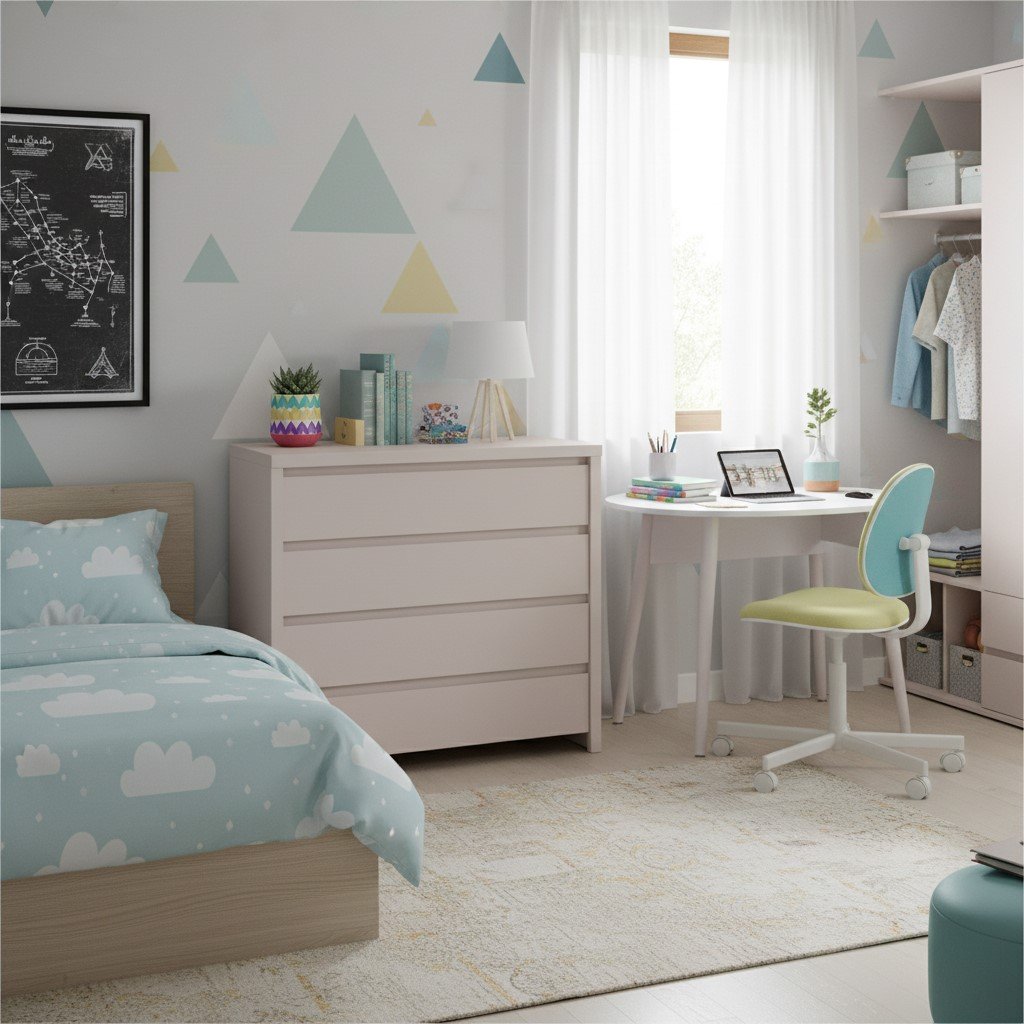 Chest of drawers with four drawers KASPIAN 105 cm cashmere color - Image 3