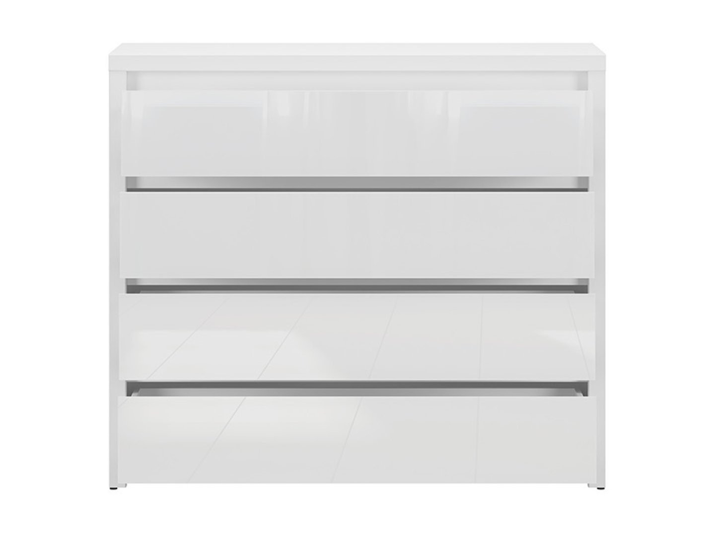 Chest of drawers with four drawers LARIOS 105 cm white/white glossy - Image 2