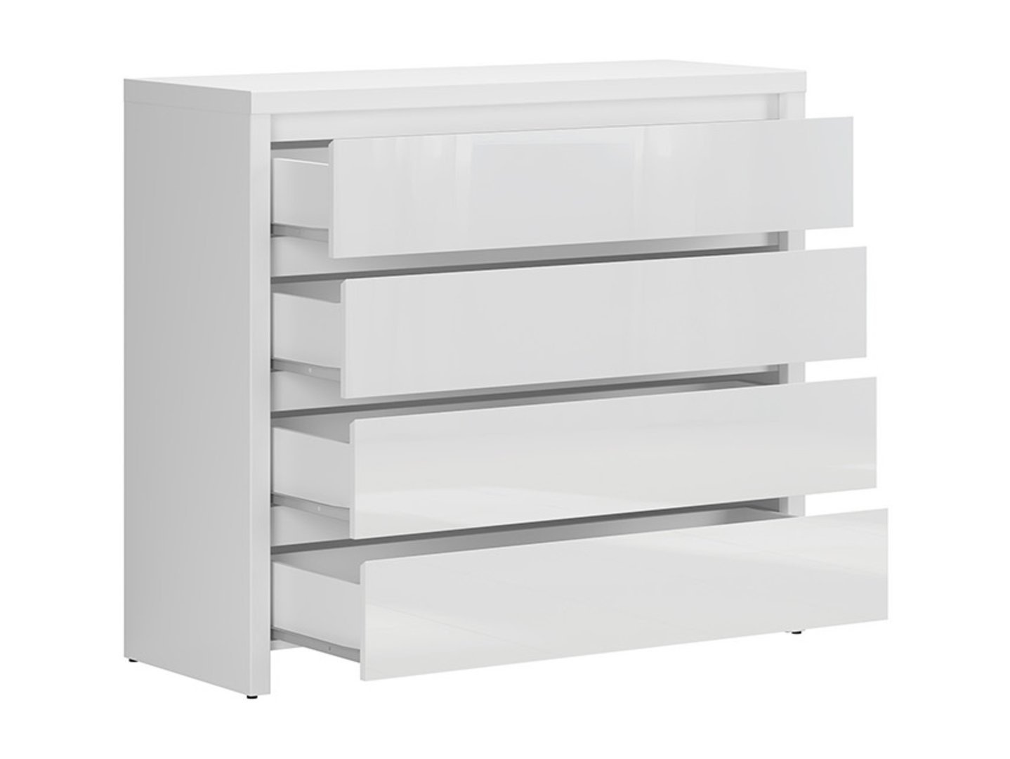Chest of drawers with four drawers LARIOS 105 cm white/white glossy - Image 3