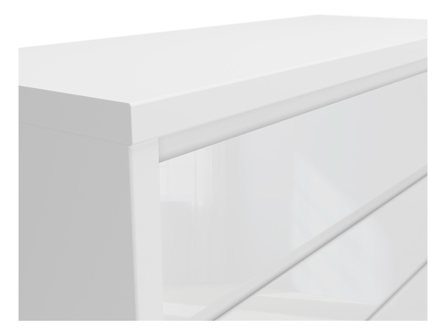 Chest of drawers with four drawers LARIOS 105 cm white/white glossy - Image 4