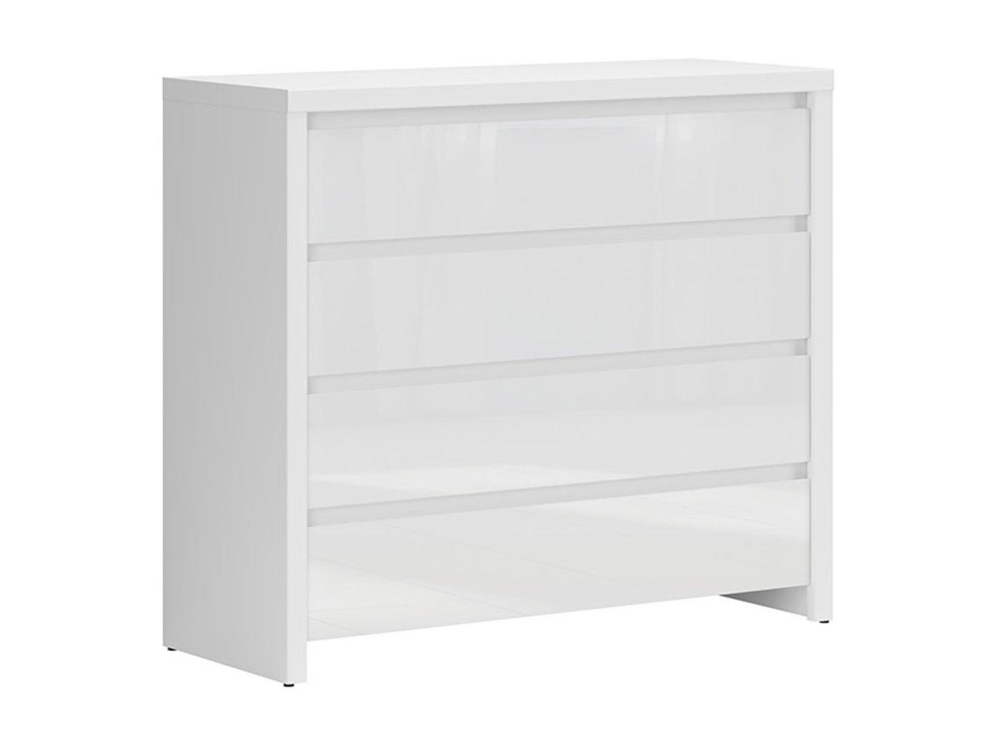 Chest of drawers with four drawers LARIOS 105 cm white/white glossy - Image 5