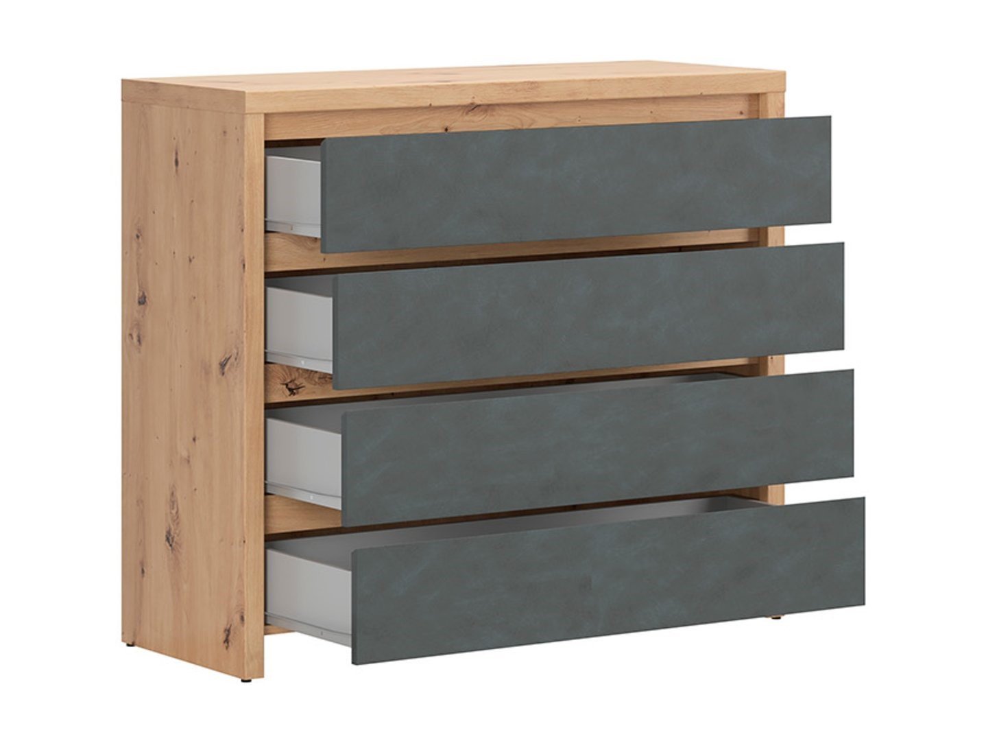 Chest of drawers with four drawers LARIOS 105 cm, artificial oak color/matte - Image 2