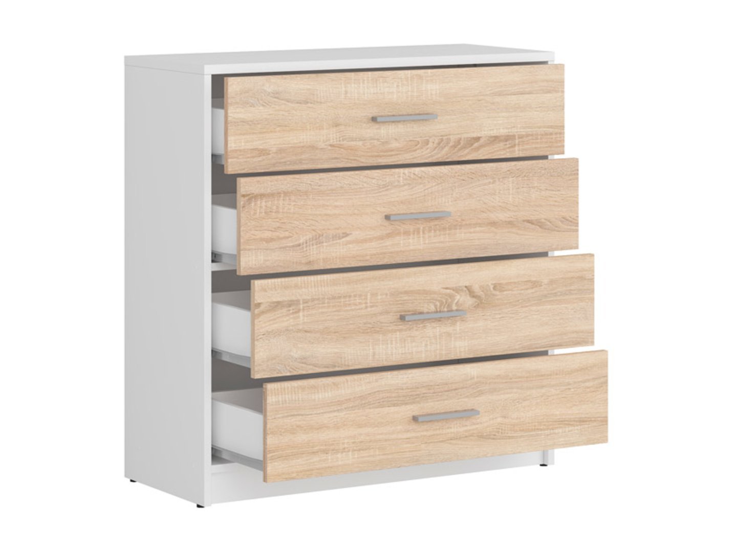 Chest of drawers with four drawers NEPO PLUS 80 cm white/sonoma oak - Image 3