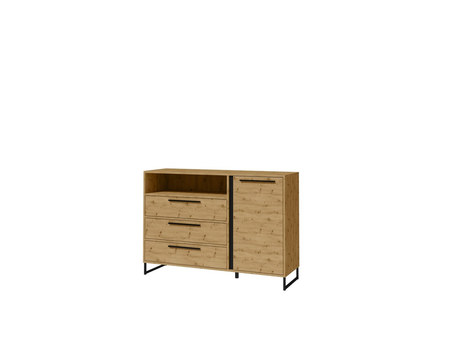 ARIA Artisan chest of drawers with open shelf/black ADRK