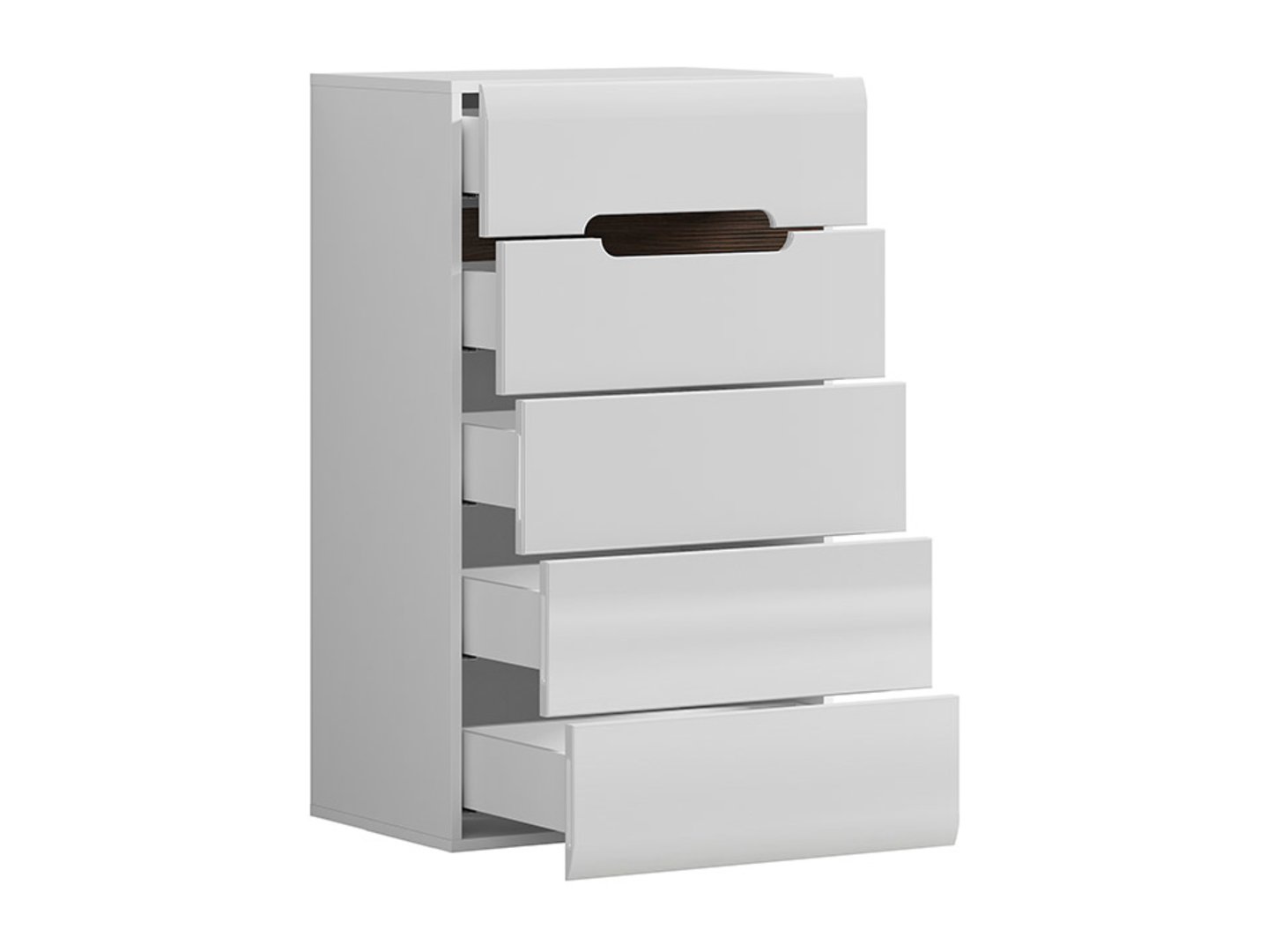 Chest of drawers with five drawers AZTECA TRIO 60 cm white/white glossy - Image 2