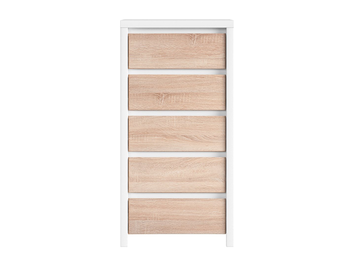KASPIAN chest of drawers with five drawers, 56 cm, white/sonoma oak - Image 2