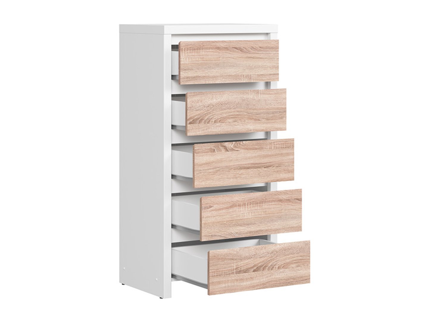 KASPIAN chest of drawers with five drawers, 56 cm, white/sonoma oak - Image 3