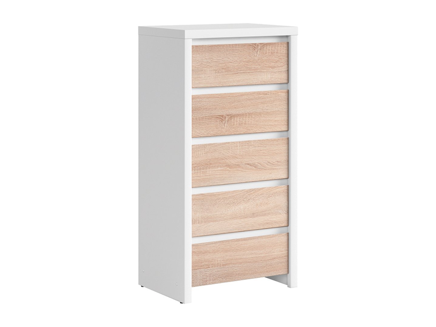 KASPIAN chest of drawers with five drawers, 56 cm, white/sonoma oak