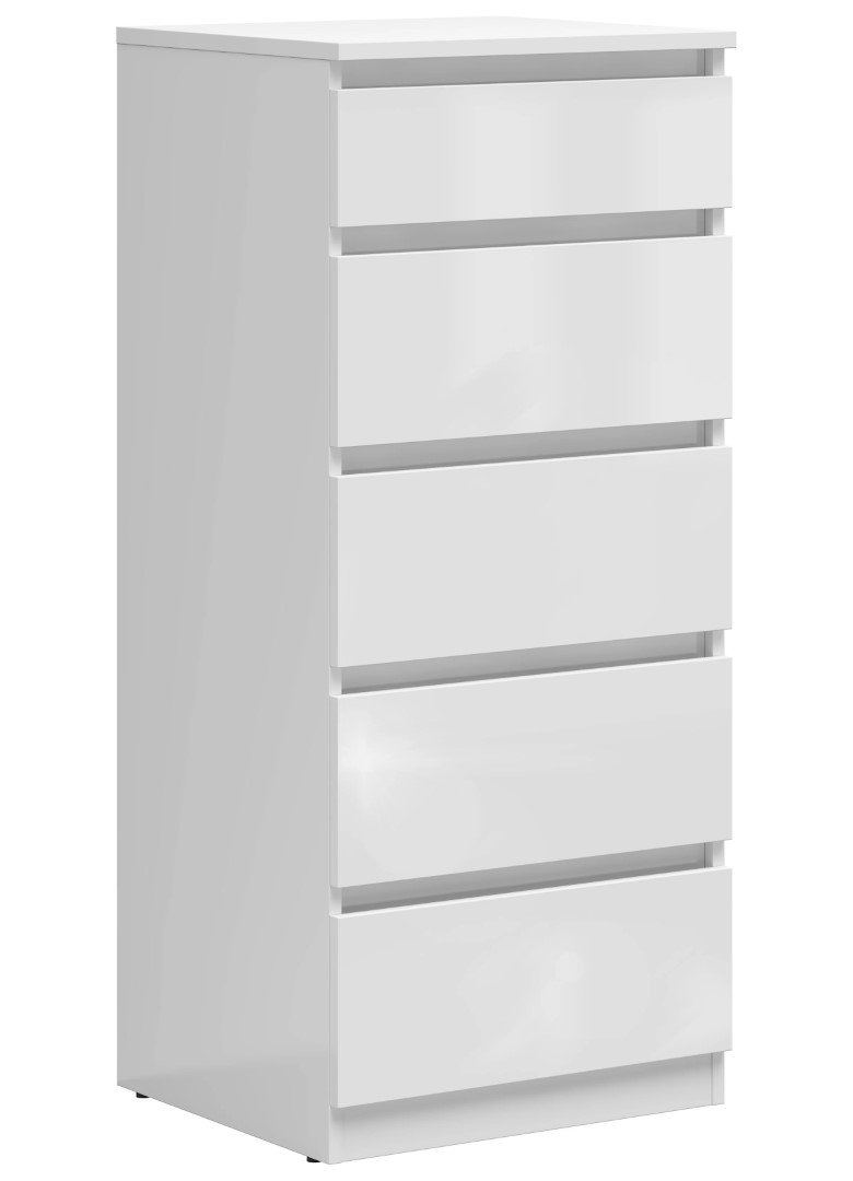 Chest of drawers with five drawers TETRIX 50 cm glossy white