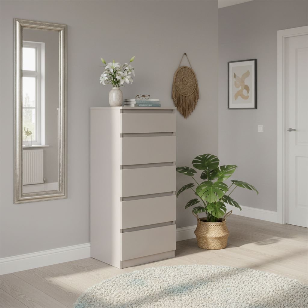 Chest of drawers with five drawers TETRIX 50 cm cashmere color