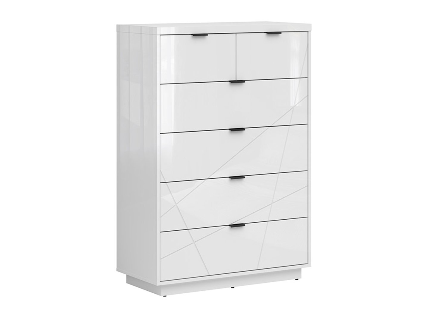 Chest of drawers with six drawers FORN 90 cm white glossy