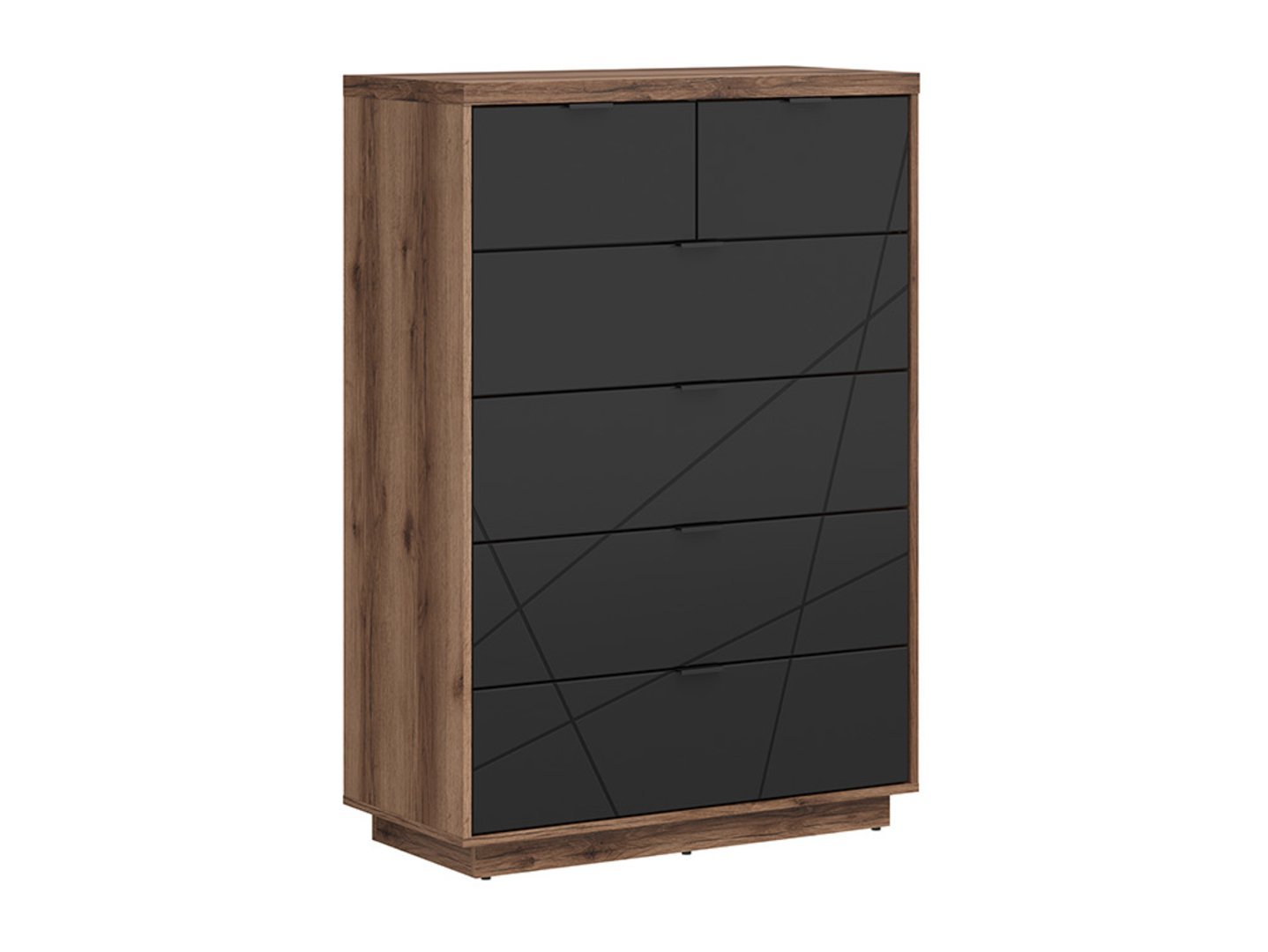 FORN chest of six drawers, 90 cm, Delano dark oak/matt black