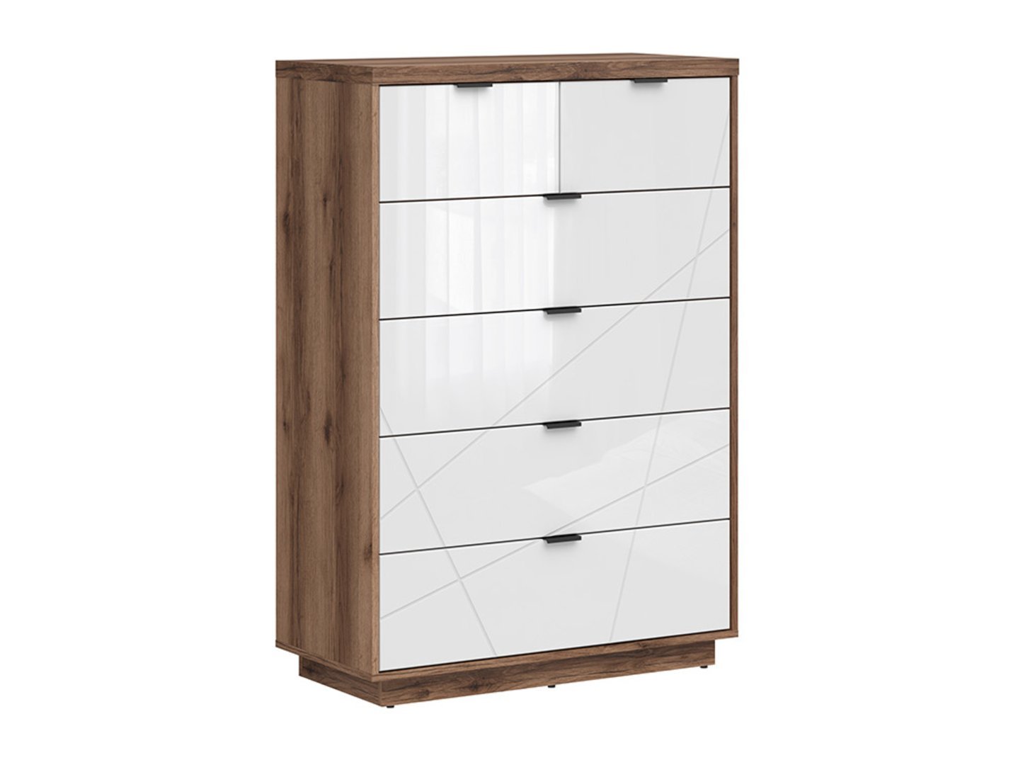 FORN chest of six drawers 90 cm, Delano dark oak/high-gloss white