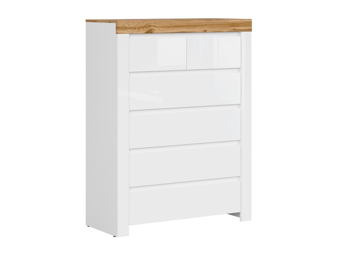 HOLTEN chest of six drawers, 98.5 cm, white/wotan oak