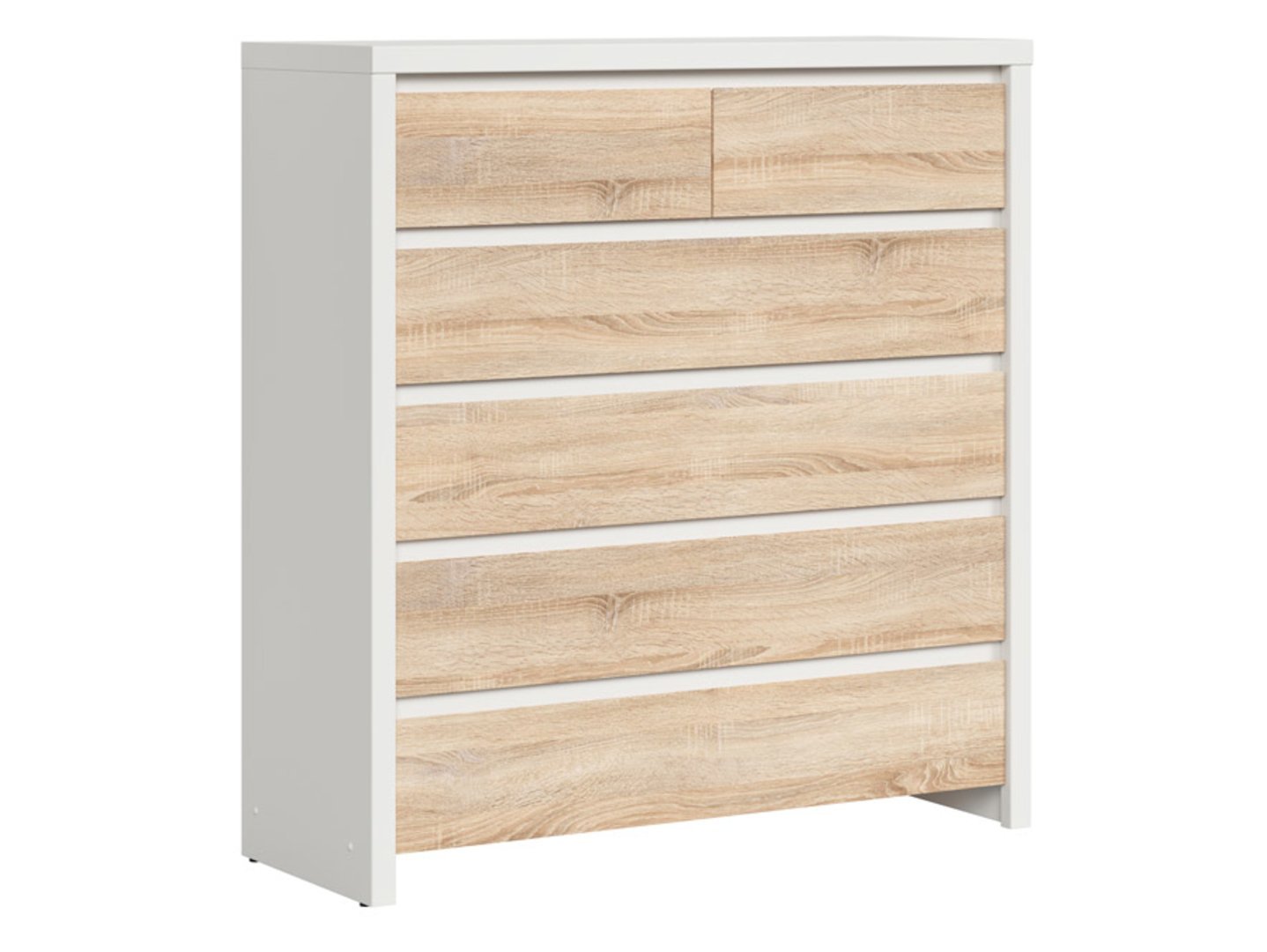 Chest of drawers with six drawers KASPIAN 104.5 cm white/sonoma oak