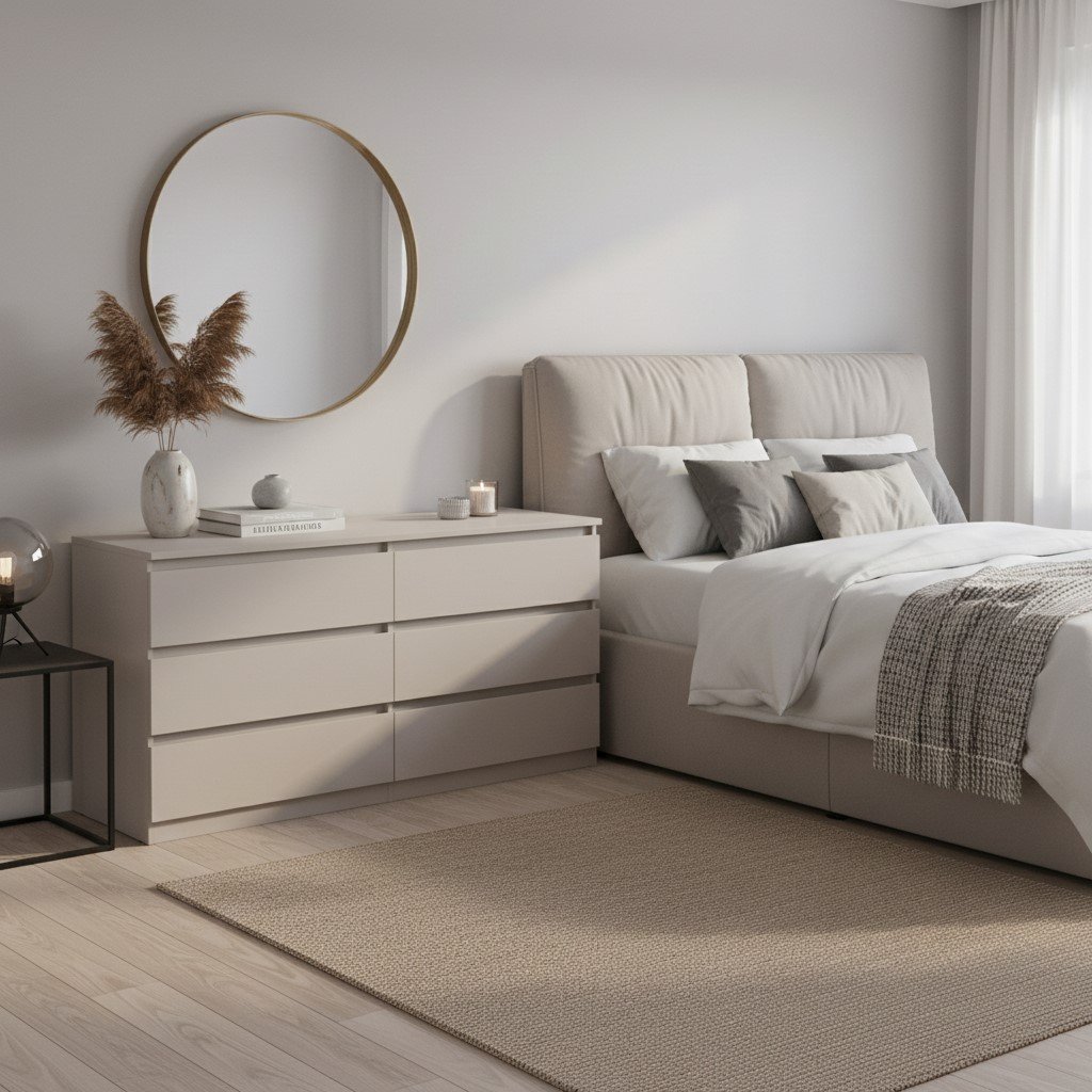 Chest of drawers with six drawers TETRIX 150 cm cashmere color - Image 3