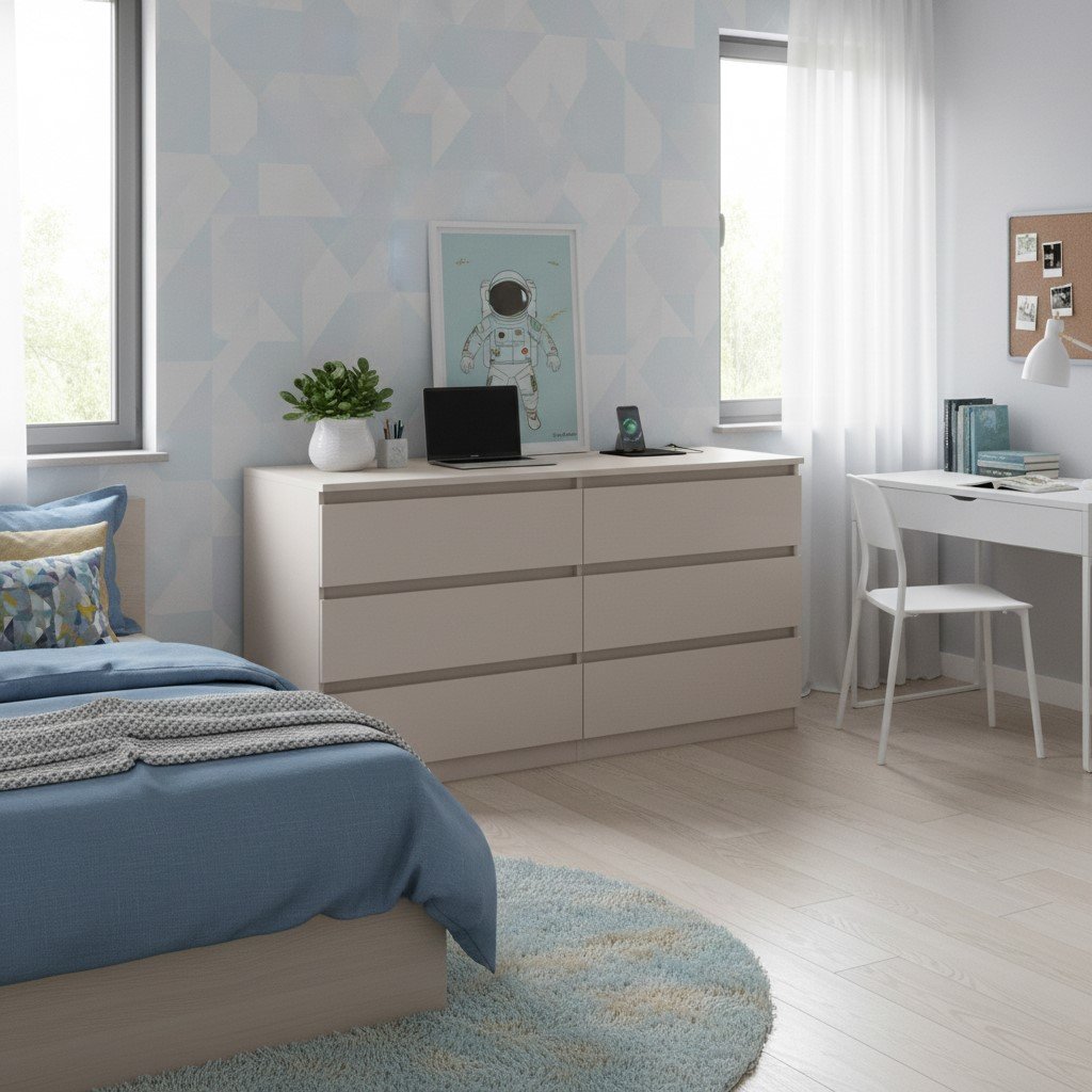 Chest of drawers with six drawers TETRIX 150 cm cashmere color - Image 4