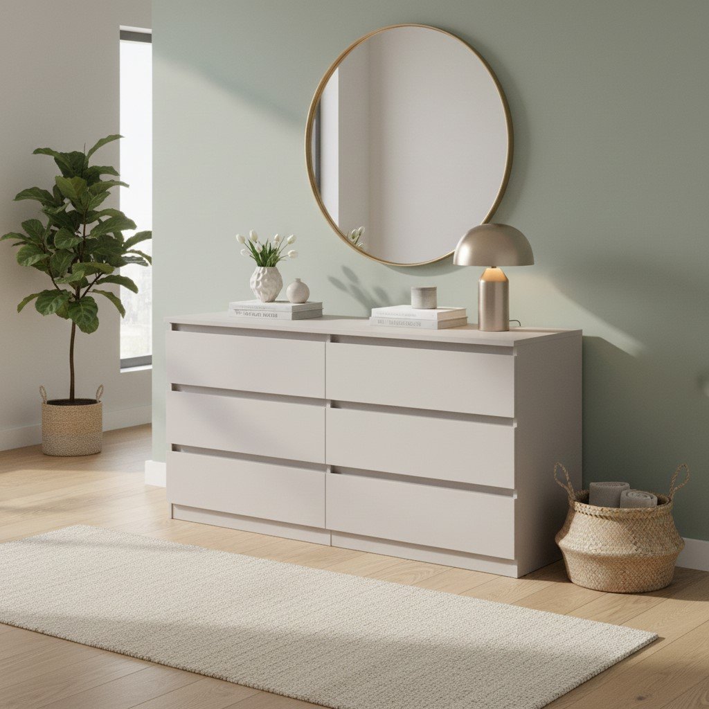 Chest of drawers with six drawers TETRIX 150 cm cashmere color - Image 7