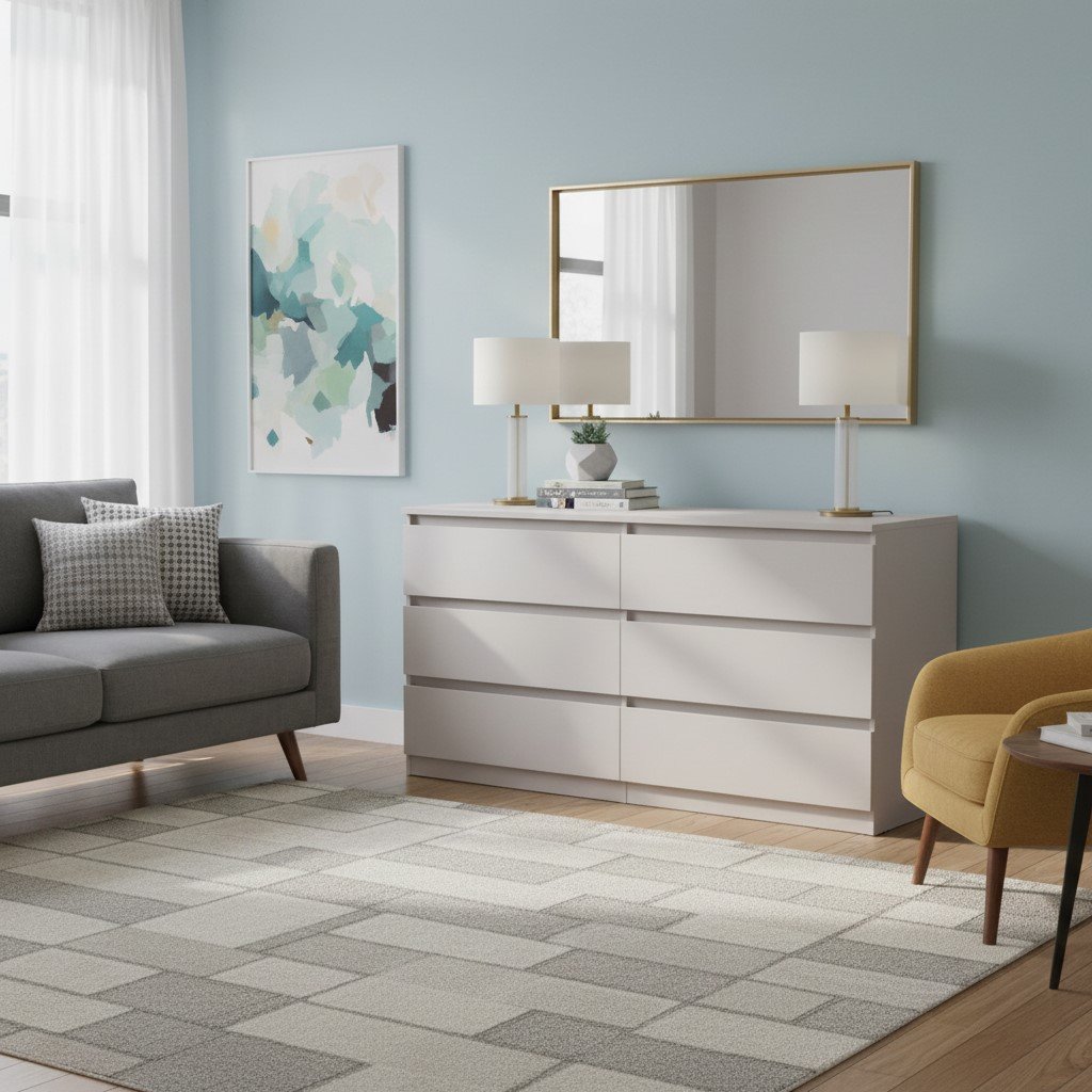 Chest of drawers with six drawers TETRIX 150 cm cashmere color
