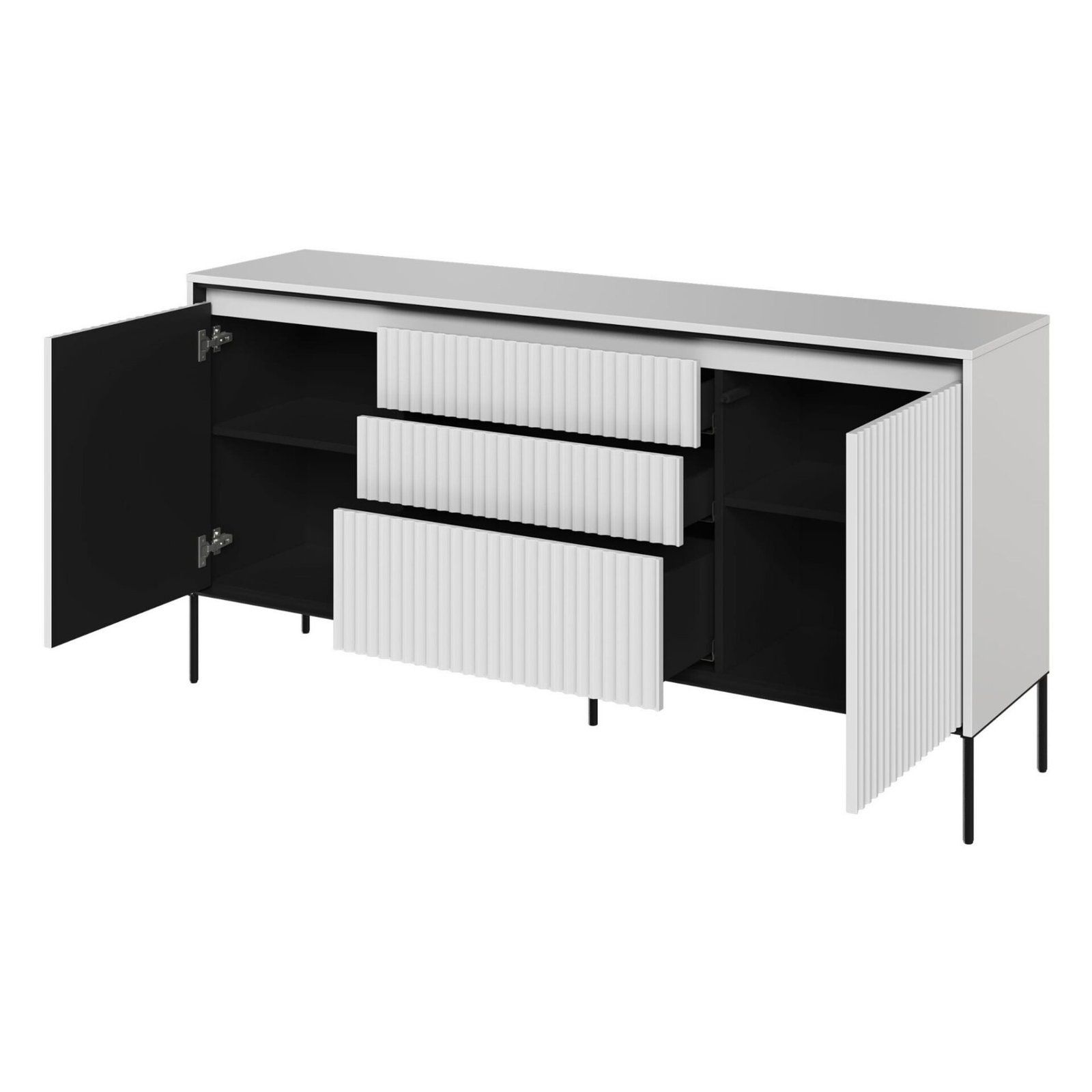 TREND 01 chest of drawers with grooves, white/black legs - Image 5