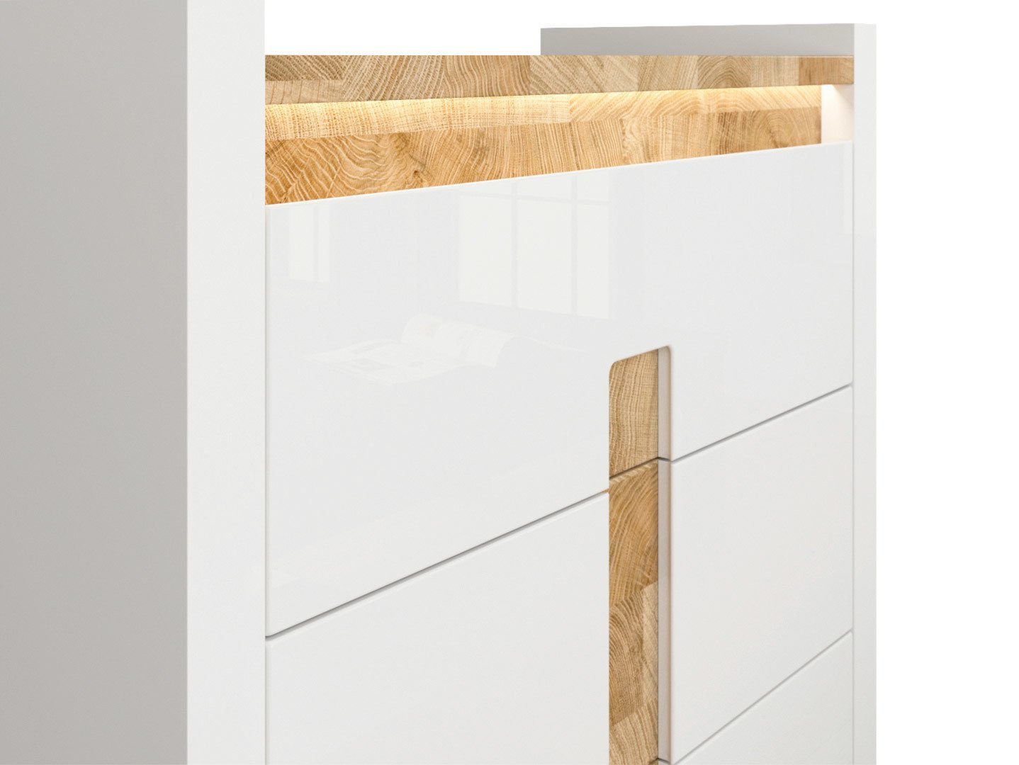 ALAMEDA chest of drawers with 3 drawers, 97 cm, glossy white/Westminster oak - Image 4