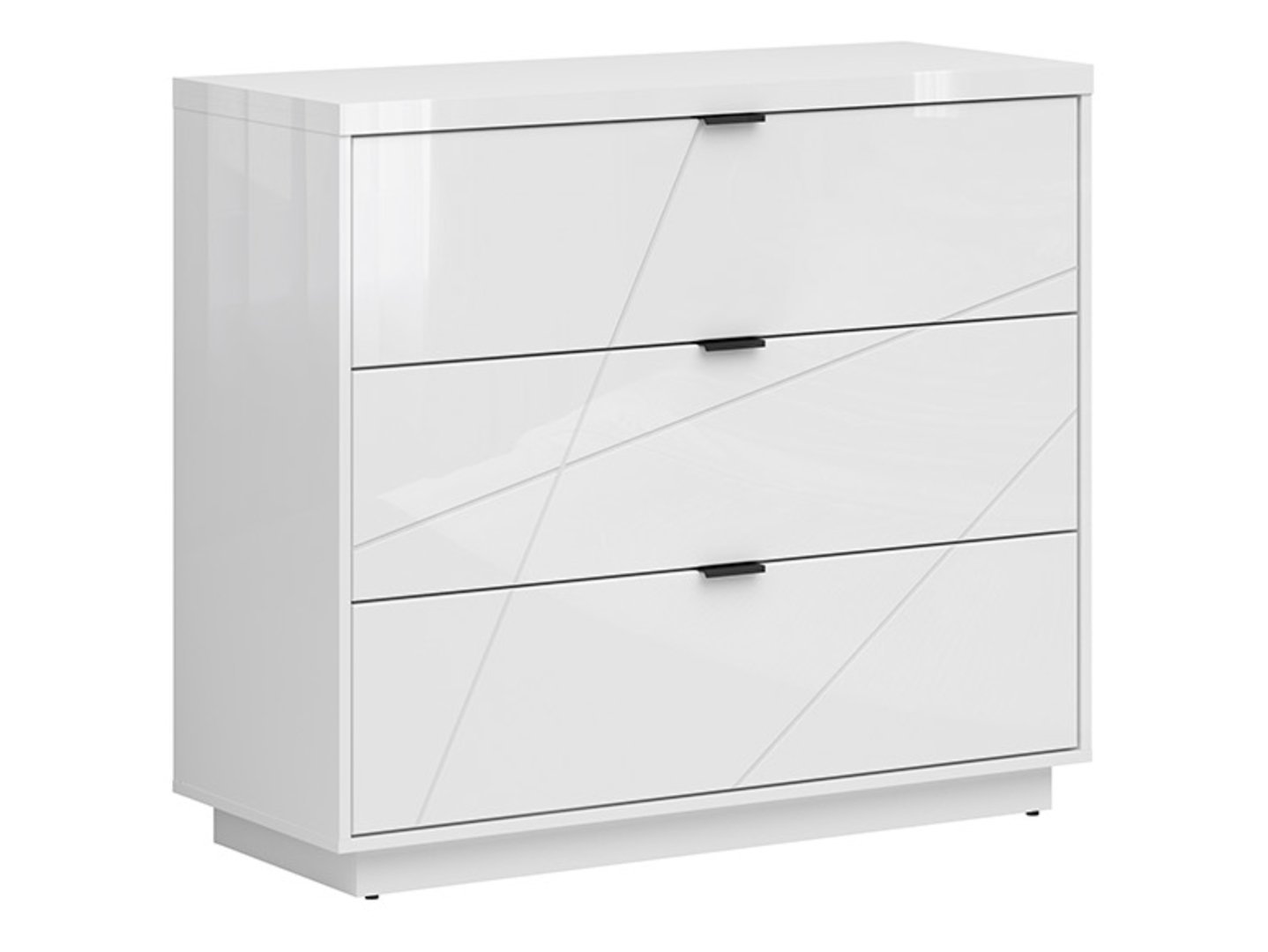 Chest of drawers with three drawers FORN 106 cm white glossy
