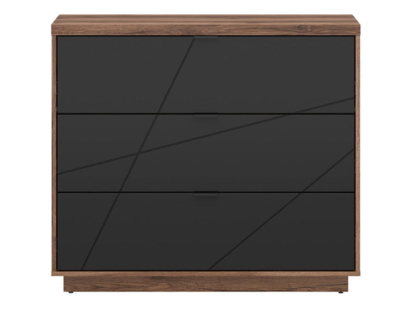 FORN chest of drawers with three drawers, 106 cm, Delano dark oak/matt black - Image 2