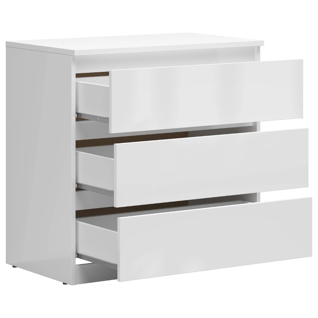 Chest of drawers with three drawers TETRIX 75 cm glossy white - Image 3