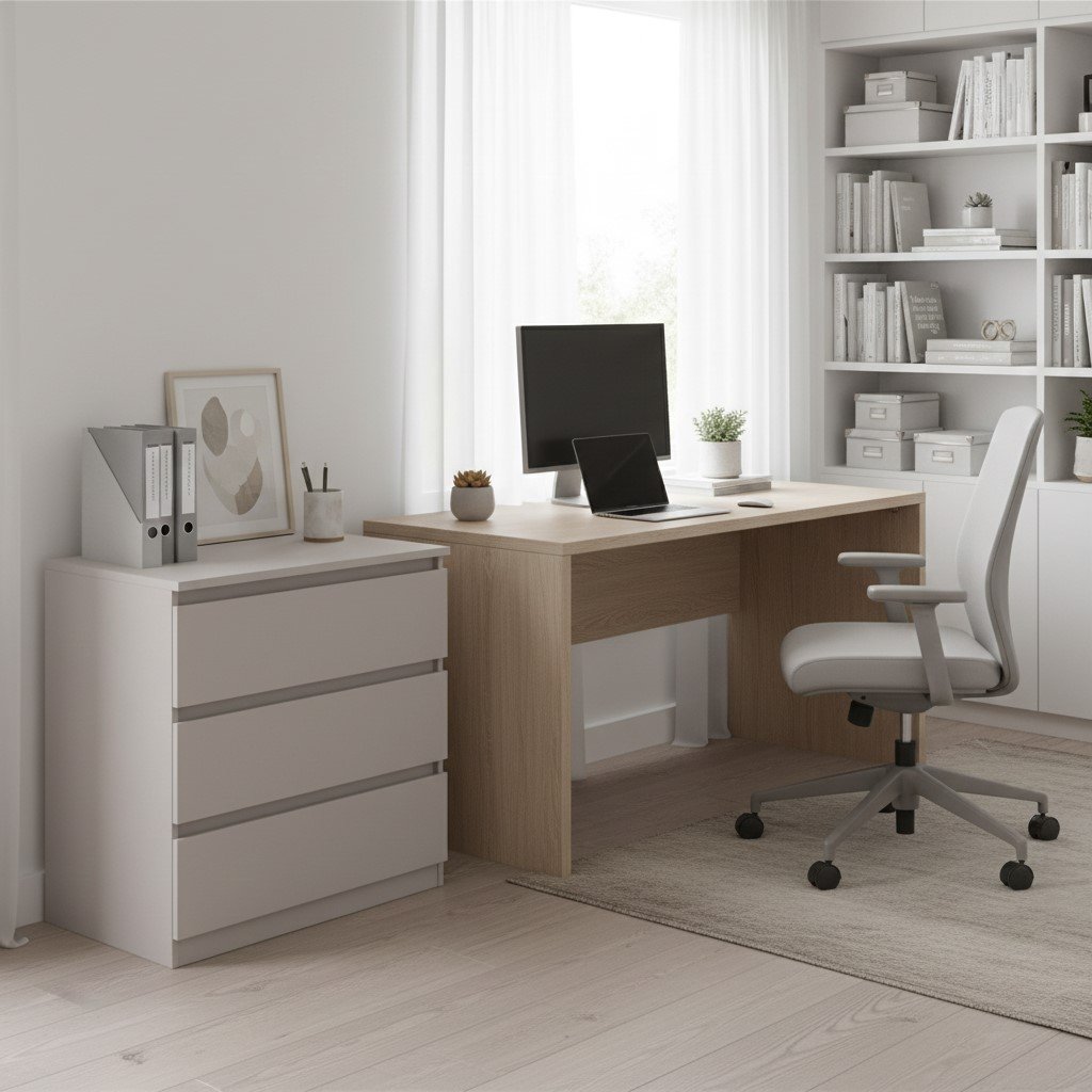 Chest of drawers with three drawers TETRIX 75 cm cashmere color - Image 2