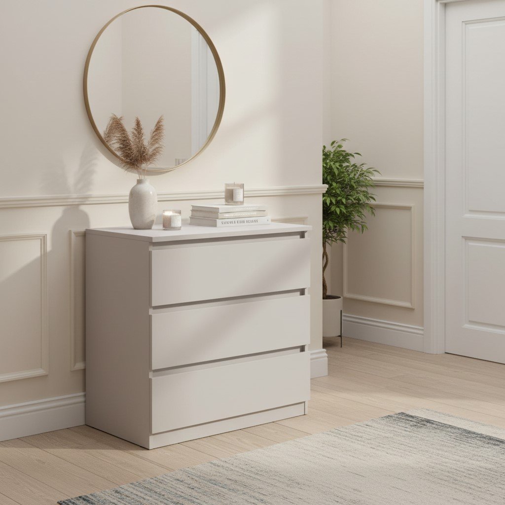 Chest of drawers with three drawers TETRIX 75 cm cashmere color - Image 7