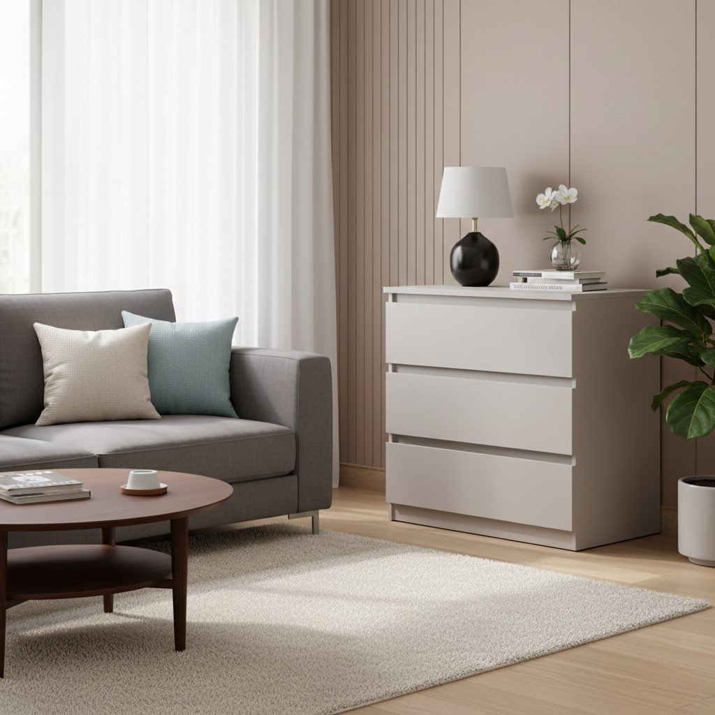 Chest of drawers with three drawers TETRIX 75 cm cashmere color