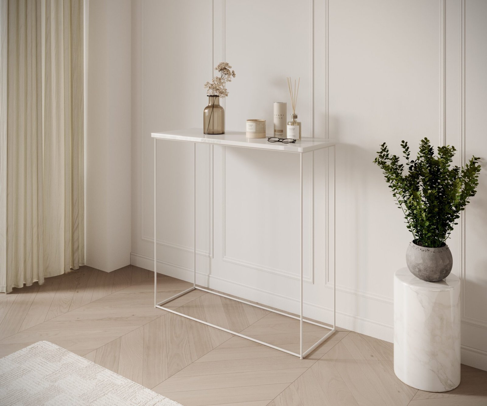 Milan console table, white/glossy white, ADRK - Image 2