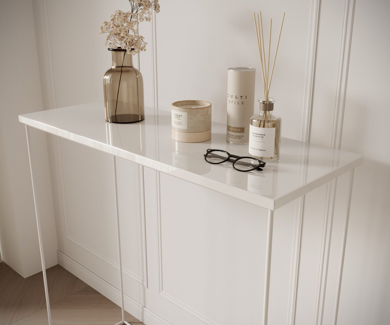 Milan console table, white/glossy white, ADRK - Image 3