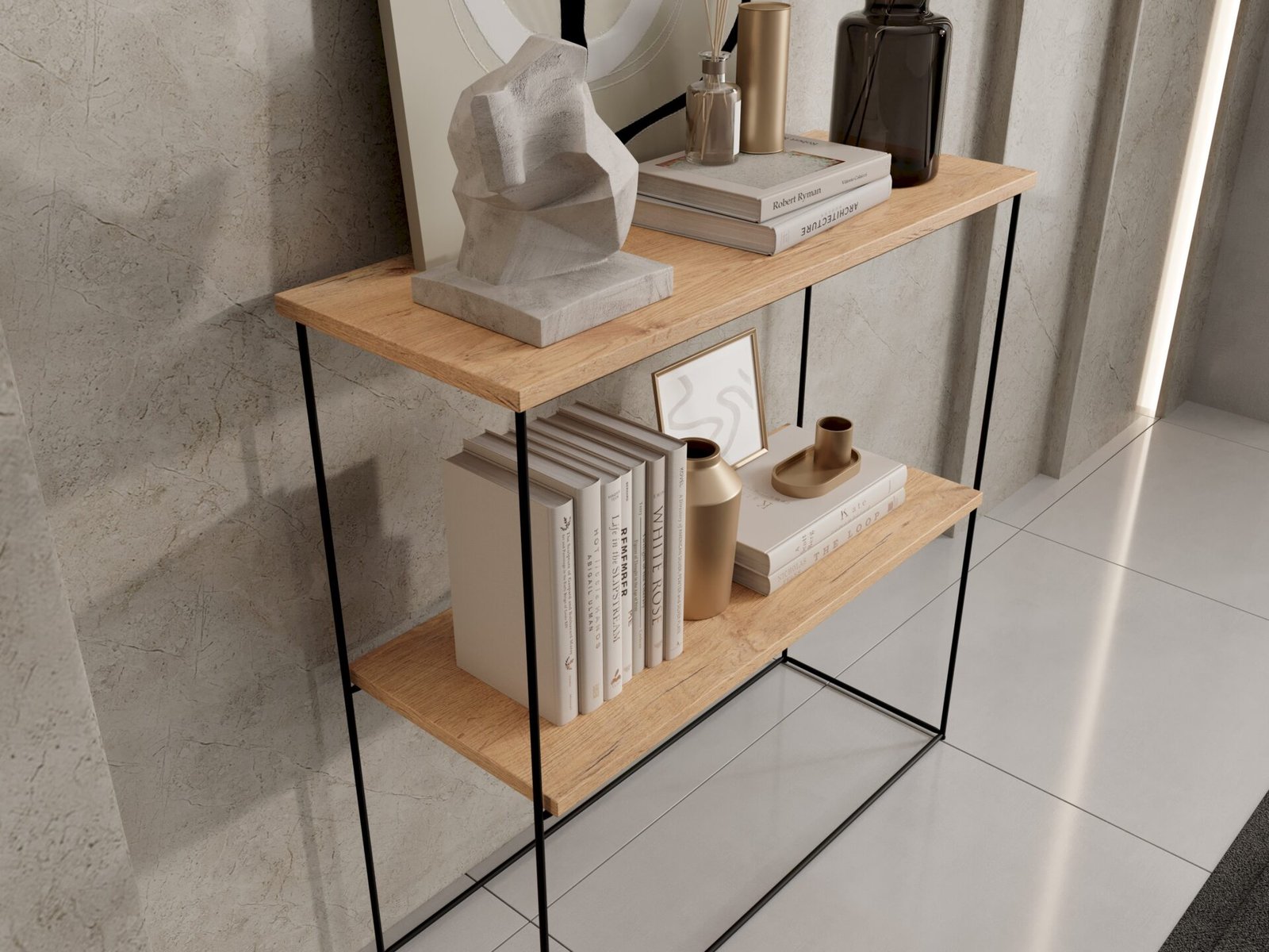 Toni console table, black/oak, Lancelot, ADRK - Image 3