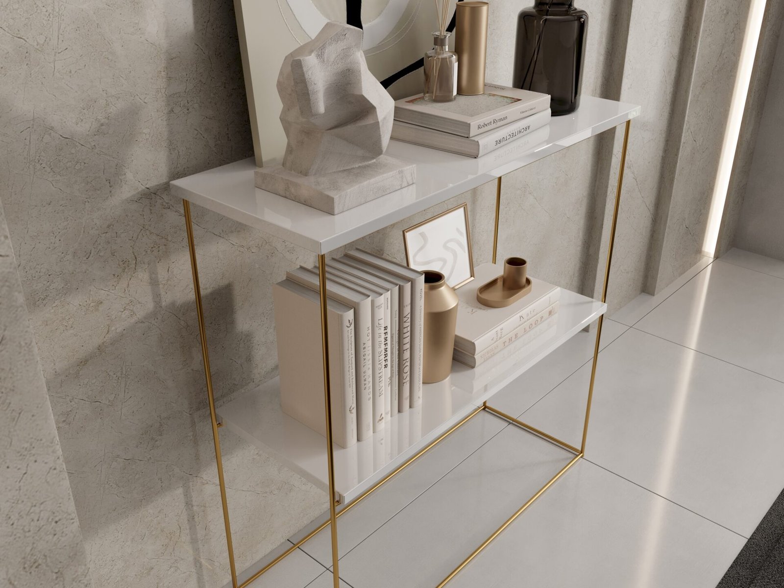 Toni gold/white glossy design console ADRK - Image 3