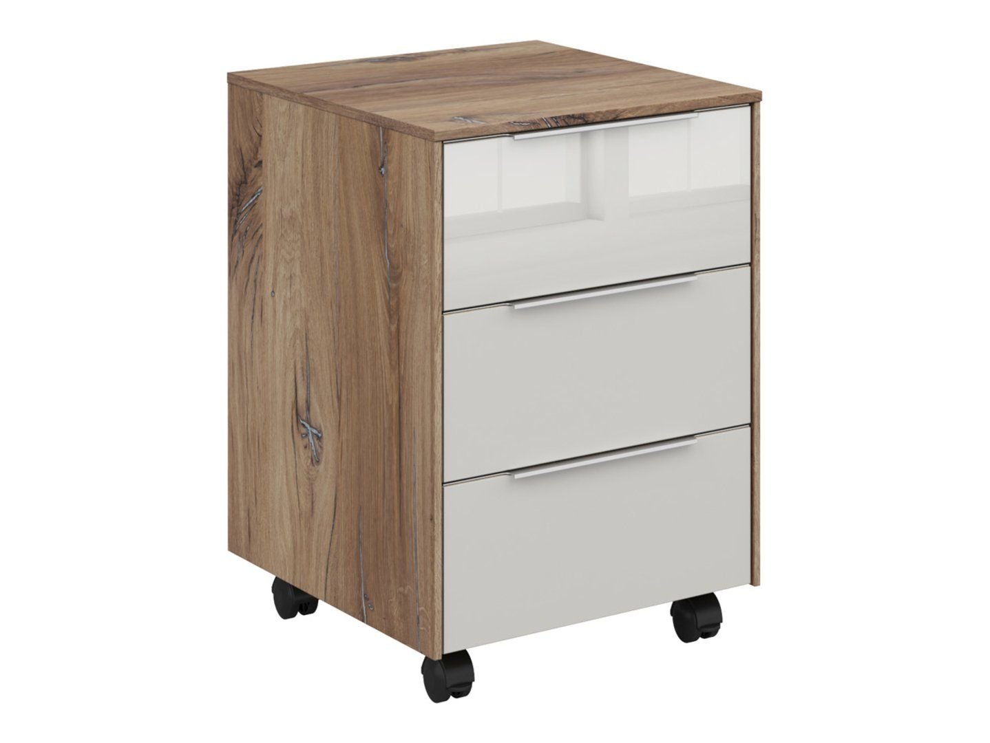 Nevada office cabinet with stand, 40 cm, 3 drawers, dark oak color, flag shape