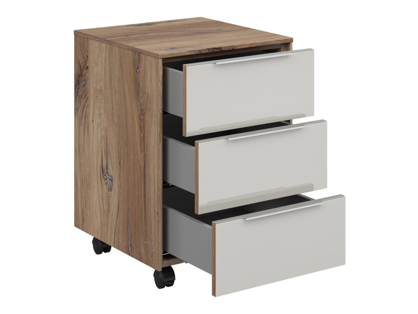 Nevada office cabinet with stand, 40 cm, 3 drawers, dark oak color, flag shape - Image 2