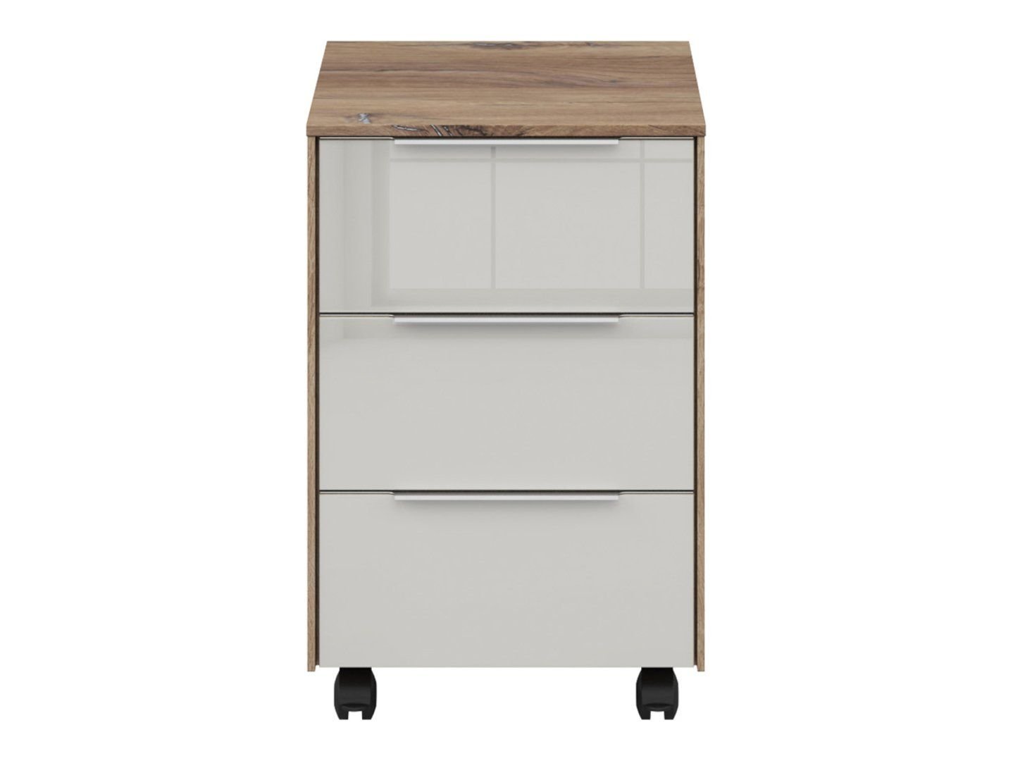 Nevada office cabinet with stand, 40 cm, 3 drawers, dark oak color, flag shape - Image 3