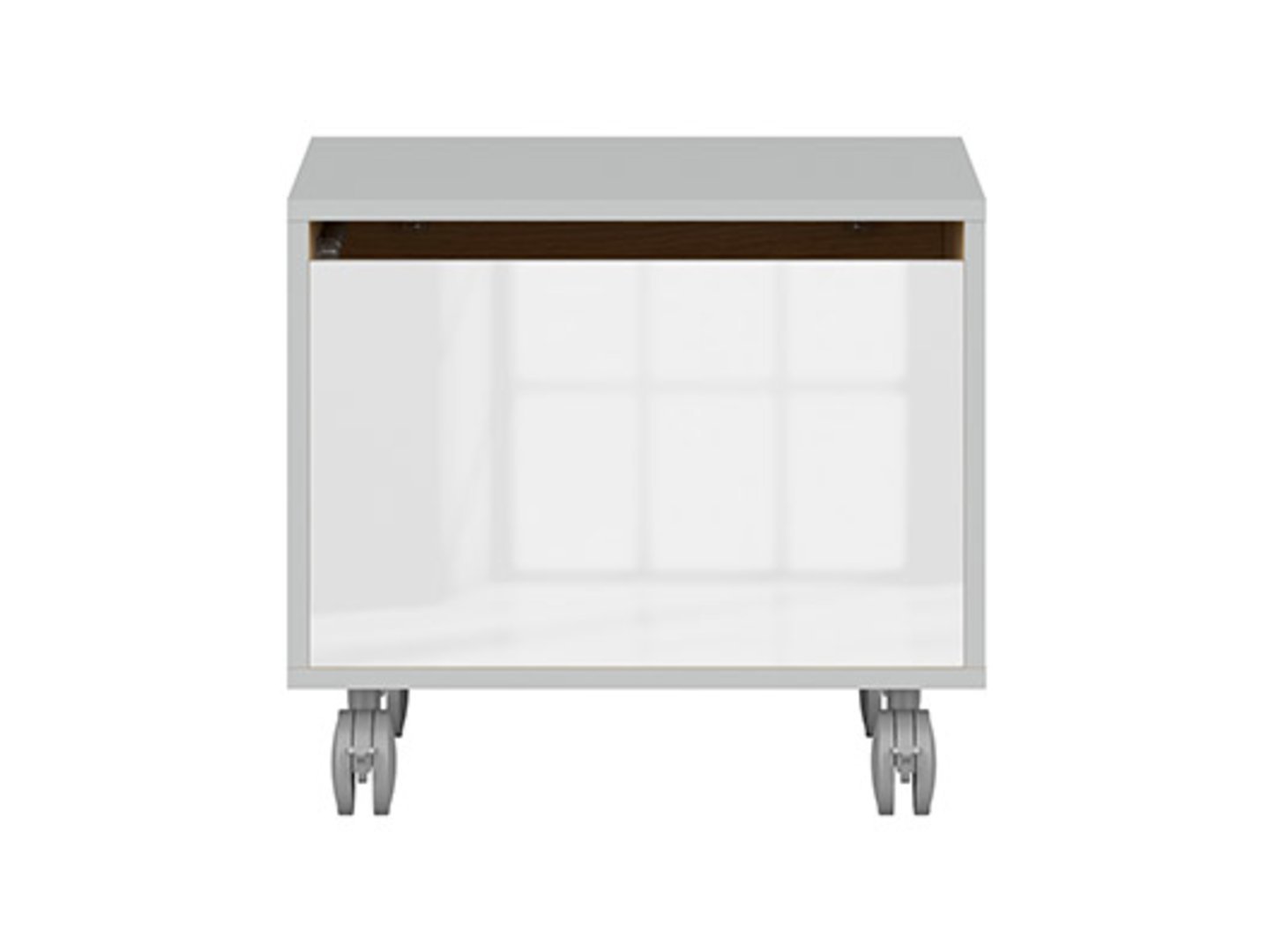 NANDU flowerpot 50 cm light gray/polished oak/glossy white - Image 2