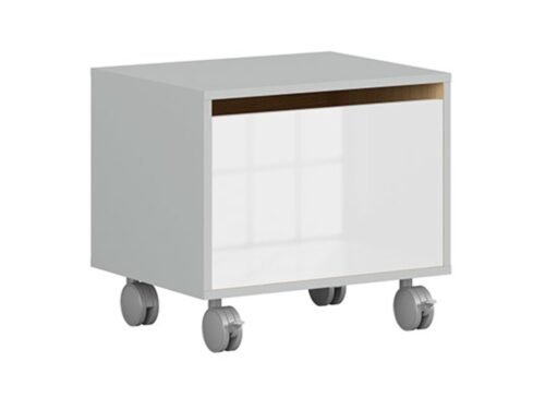 NANDU flowerpot 50 cm light gray/polished oak/glossy white