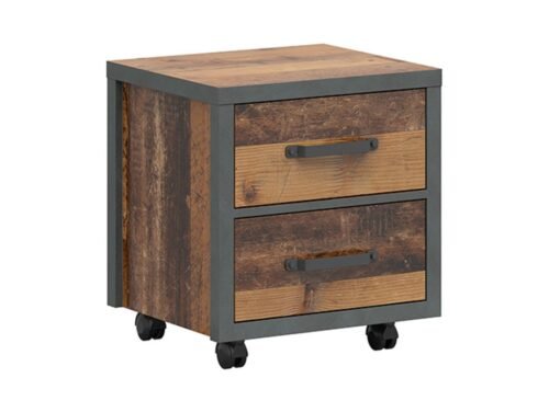 WESTON 46 cm antique style dark pine/mattress with two drawers